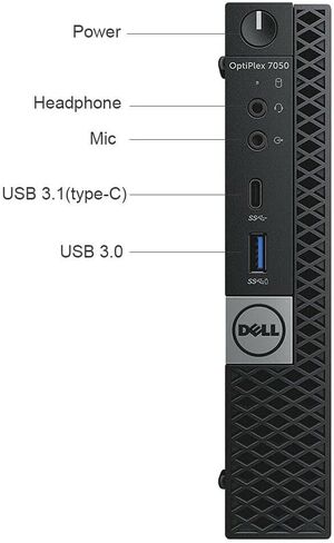 جهاز كمبيوتر سطح المكتب Dell Optiplex 7050 Micro، Intel Core i7-6700T، ذاكرة الوصول العشوائي 32 جيجابايت، 1 تيرابايت SSD، WiFi، Win10Pro (متجدد) in Kuwait