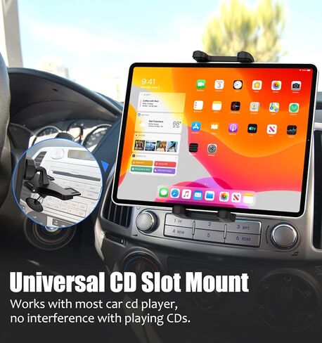 حامل تابلت بفتحة سي دي من تشارشيندو للسيارة مع دوران 360 درجة، حامل 2 في 1 عالمي مضاد للاهتزاز متوافق مع ايباد برو 9.7 11 12.9 / اير / ميني جي بي اس والهواتف الذكية وغيرها من الاجهزة 4-13 انش in Kuwait