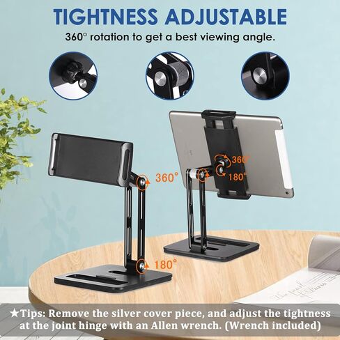 حامل حامل الكمبيوتر اللوحي Yoobao، [قابل للتعديل] حامل iPad والهاتف من الألومنيوم قابل للطي بزاوية 360 درجة للمكتب بقاعدة أثقل، مناسب لهاتف iPhone Microsoft Surface Pro مقاس 4.7 بوصة - 12.9 بوصة - أسود [مُحسن] in Kuwait