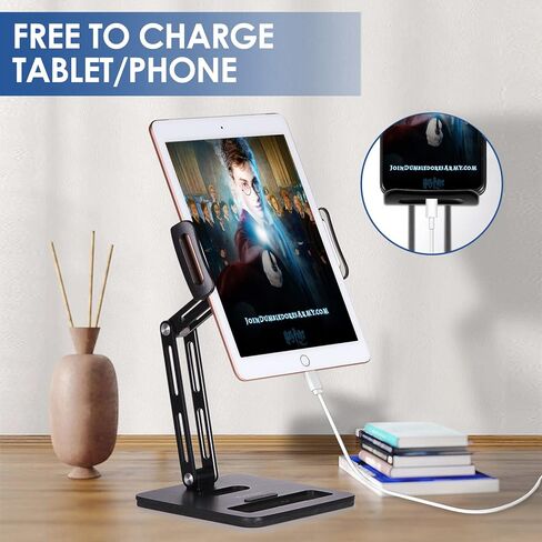 حامل حامل الكمبيوتر اللوحي Yoobao، [قابل للتعديل] حامل iPad والهاتف من الألومنيوم قابل للطي بزاوية 360 درجة للمكتب بقاعدة أثقل، مناسب لهاتف iPhone Microsoft Surface Pro مقاس 4.7 بوصة - 12.9 بوصة - أسود [مُحسن] in Kuwait