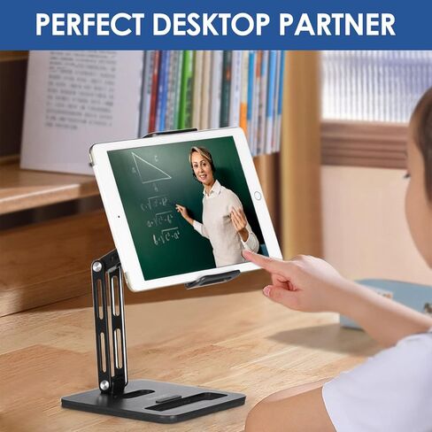 حامل حامل الكمبيوتر اللوحي Yoobao، [قابل للتعديل] حامل iPad والهاتف من الألومنيوم قابل للطي بزاوية 360 درجة للمكتب بقاعدة أثقل، مناسب لهاتف iPhone Microsoft Surface Pro مقاس 4.7 بوصة - 12.9 بوصة - أسود [مُحسن] in Kuwait