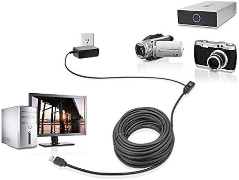 SIIG كيبل مكرر نشط USB 3.0 بطول 33 قدم، كيبل تمديد USB لمحرك فلاش USB والقرص الصلب والواقع الافتراضي والطابعة والكاميرا (JU-CB0611-S1) in Saudi Arabia
