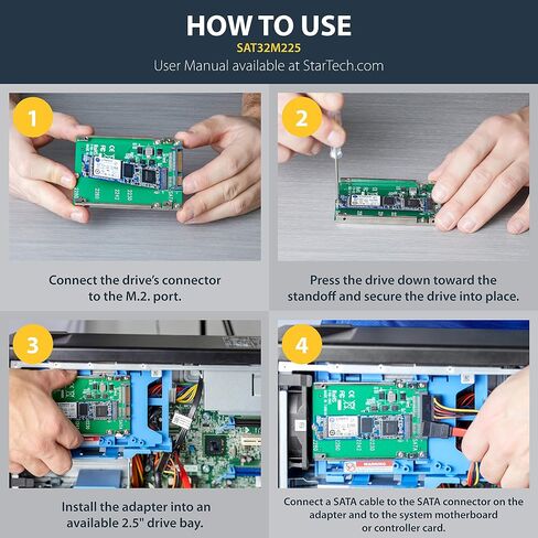 StarTech.com M.2 SATA SSD إلى محول SATA 2.5 بوصة - محول M.2 NGFF إلى SATA - 7 مم - دعامة مفتوحة الإطار (SAT32M225) (عبوة من 3) in Saudi Arabia