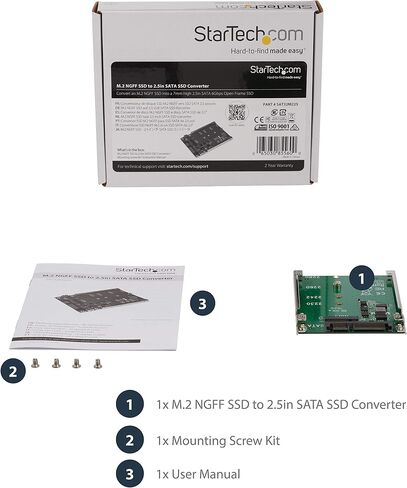 StarTech.com M.2 SATA SSD إلى محول SATA 2.5 بوصة - محول M.2 NGFF إلى SATA - 7 مم - دعامة مفتوحة الإطار (SAT32M225) (عبوة من 3) in Saudi Arabia