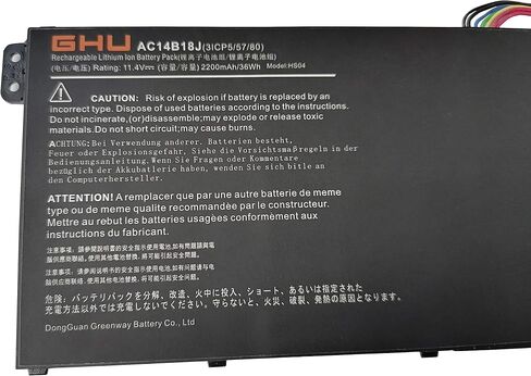 بطارية GHU جديدة AC14B18J متوافقة مع Acer Aspire E3-111 E3-112 E3-112M ES1-511 ES1-512 V3-111 V5-122 V5-132 بديلة لجهاز Chromebook 11 CB3-111 13 CB5-311 15 C910 [11.4V 36Wh AC14B18J ] in Saudi Arabia