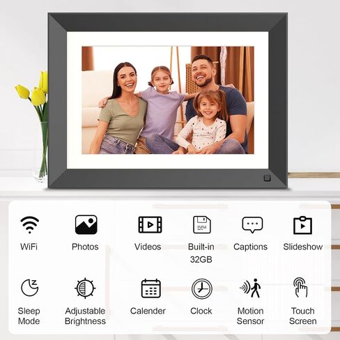 Digital Photo Frame 10.1 Inch Digital Picture Frame - Dual-WiFi Smart Photo Frame, 32GB, Full Functions, Easily Share Photos Videos via App Email, Unlimited Cloud Storage, Gift for Family & Friends in Saudi Arabia
