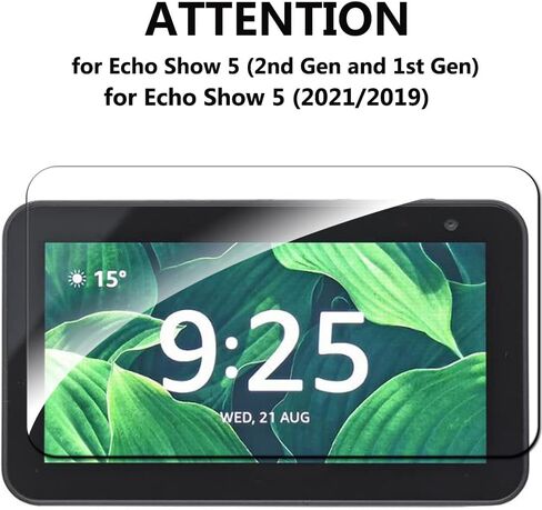 Warmyee [2 Pack] Screen Protector for Echo Show 5 (2nd Gen and 1st Gen),Tempered Glass Screen Film Guard for Echo Show 5 (2021/2019) in Kuwait