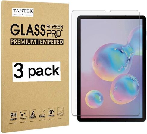 واقي شاشة TANTEK [3 قطع] لهاتف Samsung Galaxy Tab S6/Tab S5e 10.5 بوصة، طبقة من الزجاج المقوى، شفاف للغاية، مضاد للخدش، خالٍ من الفقاعات، متوافق مع قلم S in Kuwait