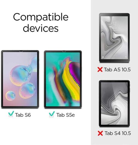 واقي شاشة TANTEK [3 قطع] لهاتف Samsung Galaxy Tab S6/Tab S5e 10.5 بوصة، طبقة من الزجاج المقوى، شفاف للغاية، مضاد للخدش، خالٍ من الفقاعات، متوافق مع قلم S in Kuwait