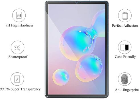 واقي شاشة TANTEK [3 قطع] لهاتف Samsung Galaxy Tab S6/Tab S5e 10.5 بوصة، طبقة من الزجاج المقوى، شفاف للغاية، مضاد للخدش، خالٍ من الفقاعات، متوافق مع قلم S in Kuwait