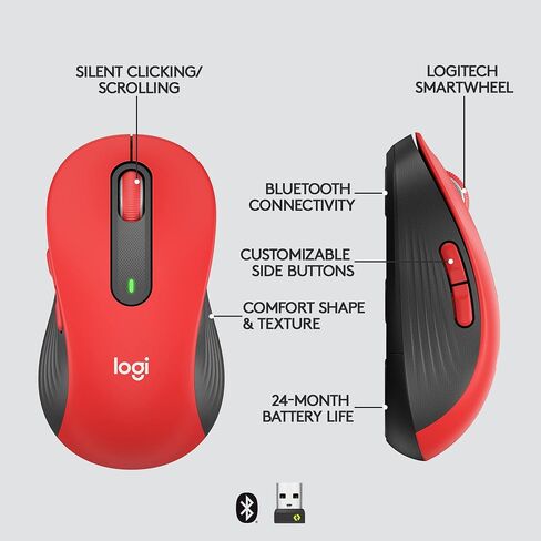 Logitech Signature M650 L Full Size Wireless Mouse - for Large Sized Hands, 2-Year Battery, Silent Clicks, Customizable Side Buttons, Bluetooth, Multi-Device Compatibility - Black (Renewed) in Kuwait