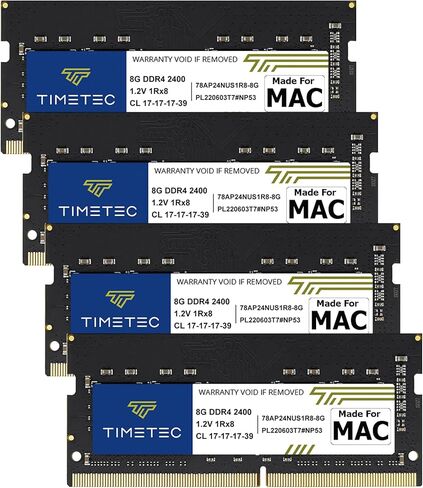 Timetec 32GB KIT (4x8GB) Compatible for Apple 2017 iMac (27-inch w/Retina 5K Display) DDR4 2400MHz PC4-19200 1Rx8 CL17 1.2V Non-ECC Non-Parity Unbuffered SODIMM Memory MAC RAM Upgrade for iMac 18,3 in Kuwait
