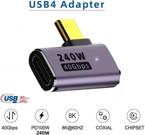 NFHK USB4 نوع C أنثى إلى أنثى 240 واط قوة 40 جيجابت في الثانية بيانات 8K محول موسع الفيديو للهاتف NS والكمبيوتر المحمول in Saudi Arabia