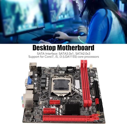 Acogedor LGA 1155 Motherboard, DDR3 Computer Motherboard Support for Core i7 i5 i3, withDual Channels DDR3 RAM, 100M Network Interface, Gaming Motherboard in Saudi Arabia