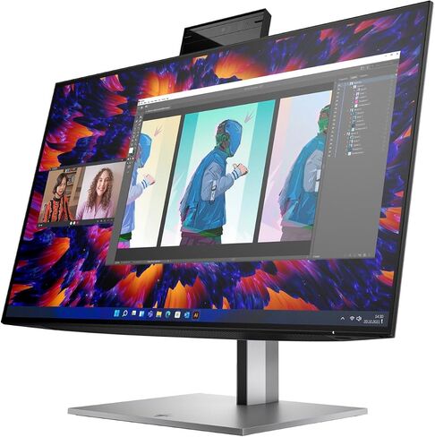 حزمة شاشة مؤتمرات HP 24 بوصة QHD IPS (2650x1440) مع قاعدة Docztorm، معدل تحديث 90 هرتز، 1 HDMI 2.0، 2 DisplayPort 1.4، كاميرا ويب، مثالية للأعمال، أسود/فضي (2023 أحدث طراز) in Saudi Arabia