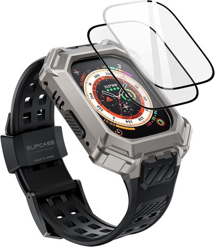 SUPCASE for Apple Watch Ultra 3/2/1 Case with 2X Screen Protector,Men,Black | Military-Grade Protection, Rugged Metal Cover with Adjustable Strap Band, Compatible with Wireless Chargers, UB Pro XT in Kuwait