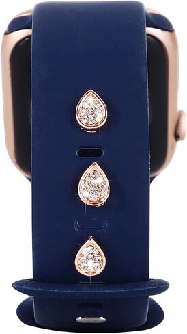 3Pcs Bling Metal Decorative Nails Studs Compatible with Apple Watch Band 45/44/42/41/40/38mm Silicone Bands for Women iWatch Series 10 9 8 7 6 5 4 3 2 1 Se Ultra 2 Stylish Personalize SmartWatch Accessories in Saudi Arabia