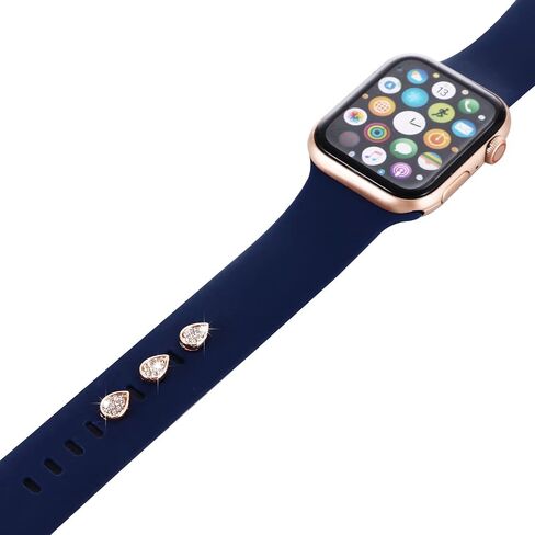 3Pcs Bling Metal Decorative Nails Studs Compatible with Apple Watch Band 45/44/42/41/40/38mm Silicone Bands for Women iWatch Series 10 9 8 7 6 5 4 3 2 1 Se Ultra 2 Stylish Personalize SmartWatch Accessories in Saudi Arabia
