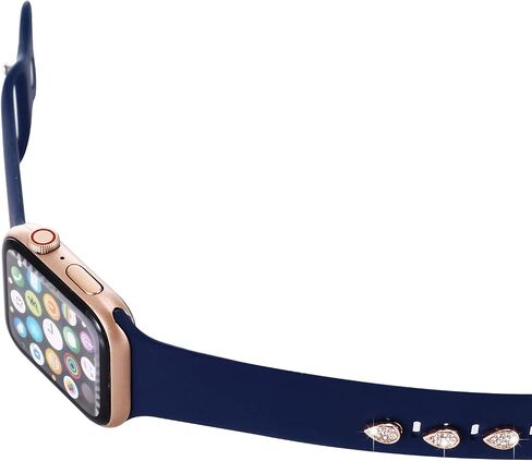 3Pcs Bling Metal Decorative Nails Studs Compatible with Apple Watch Band 45/44/42/41/40/38mm Silicone Bands for Women iWatch Series 10 9 8 7 6 5 4 3 2 1 Se Ultra 2 Stylish Personalize SmartWatch Accessories in Saudi Arabia