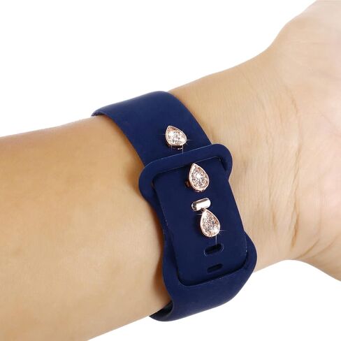 3Pcs Bling Metal Decorative Nails Studs Compatible with Apple Watch Band 45/44/42/41/40/38mm Silicone Bands for Women iWatch Series 10 9 8 7 6 5 4 3 2 1 Se Ultra 2 Stylish Personalize SmartWatch Accessories in Saudi Arabia