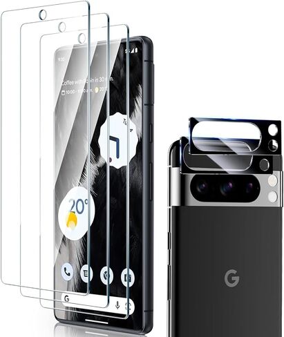 [عبوة من 3+2] لواقي شاشة Pixel 8 Pro وواقي الكاميرا، زجاج مقوى عالي الدقة 9H مقاوم للخدش، فتح بصمات الأصابع، تغطية كاملة، خالي من الفقاعات لهاتف Google Pixel 8 Pro، صديق للحافظة in Kuwait