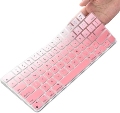 MasiBloom غطاء لوحة المفاتيح السيليكون لـ 24 بوصة iMac Magic Keyboard M3 Chip 2023 تم إصداره مع معرف اللمس A2449 ومع مفتاح القفل A2450 ومفاتيح بصمات الأصابع وتسجيل الدخول في ملحقات Portector (وردي) in Kuwait