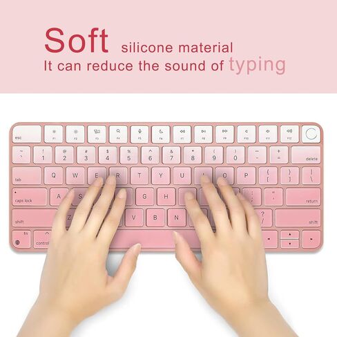 MasiBloom غطاء لوحة المفاتيح السيليكون لـ 24 بوصة iMac Magic Keyboard M3 Chip 2023 تم إصداره مع معرف اللمس A2449 ومع مفتاح القفل A2450 ومفاتيح بصمات الأصابع وتسجيل الدخول في ملحقات Portector (وردي) in Kuwait