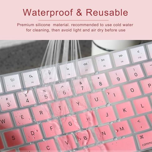 MasiBloom غطاء لوحة المفاتيح السيليكون لـ 24 بوصة iMac Magic Keyboard M3 Chip 2023 تم إصداره مع معرف اللمس A2449 ومع مفتاح القفل A2450 ومفاتيح بصمات الأصابع وتسجيل الدخول في ملحقات Portector (وردي) in Kuwait