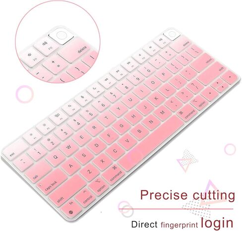 MasiBloom غطاء لوحة المفاتيح السيليكون لـ 24 بوصة iMac Magic Keyboard M3 Chip 2023 تم إصداره مع معرف اللمس A2449 ومع مفتاح القفل A2450 ومفاتيح بصمات الأصابع وتسجيل الدخول في ملحقات Portector (وردي) in Kuwait