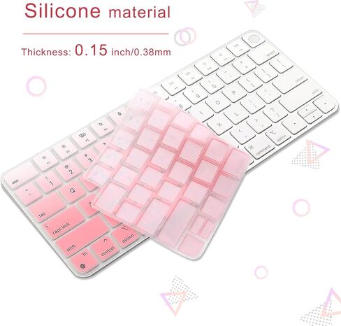 MasiBloom غطاء لوحة المفاتيح السيليكون لـ 24 بوصة iMac Magic Keyboard M3 Chip 2023 تم إصداره مع معرف اللمس A2449 ومع مفتاح القفل A2450 ومفاتيح بصمات الأصابع وتسجيل الدخول في ملحقات Portector (وردي) in Kuwait