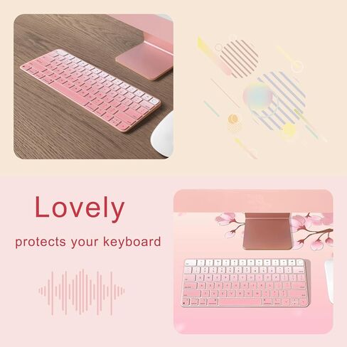 MasiBloom غطاء لوحة المفاتيح السيليكون لـ 24 بوصة iMac Magic Keyboard M3 Chip 2023 تم إصداره مع معرف اللمس A2449 ومع مفتاح القفل A2450 ومفاتيح بصمات الأصابع وتسجيل الدخول في ملحقات Portector (وردي) in Kuwait