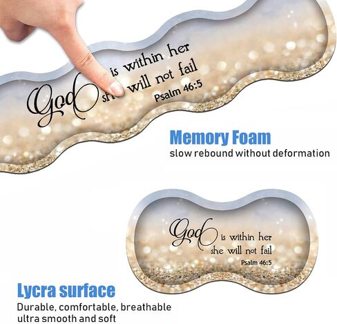 Ergonomic Keyboard Wrist Rest and Mouse Pad Wrist Rest Set with Coasters [4Pcs], Non-Slip Rubber Base for Home Office Working Studying Easy Typing & Pain Relief, Quote Bible Verses Psalm 46:5 in Saudi Arabia