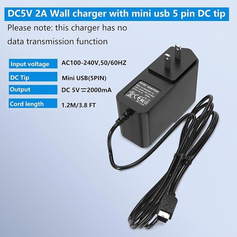 DC 5V Charger Wall Adapter Mini USB Charger for Gopro,Dash cam,PS3 Controller,USB Hub, Canon Camera, Leappad, Calculator,Radio,Phonak Compilot Hearing Aid,GPS Navigator,Blue Snowball Mic,Headset in Kuwait