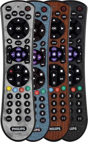 جهاز تحكم عن بعد عالمي، 4 أجهزة، للاستخدام مع Samsung، Vizio، LG، Sony، Sharp، Apple TV، HiSense، TCL، أجهزة التلفاز الذكية، مشغلات البث، Blu-ray، Marble، لمسة نهائية سهلة التنظيف، SRP4320M/27 من Philips in Saudi Arabia