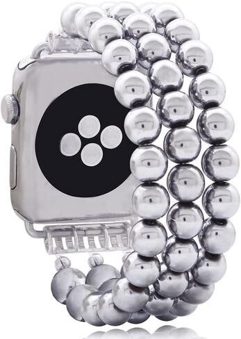 KAI Top Beaded Bracelet Compatible with iWatch Band 38mm/40mm/41mm/42mm/44mm/45mm/49mm Women, Natural Stone Beaded Elastic Replacement Stretch Strap for Apple Watch Ultra SE Series 9 8 7 6 5 4 3 2 1 in Kuwait