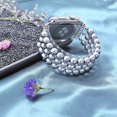 KAI Top Beaded Bracelet Compatible with iWatch Band 38mm/40mm/41mm/42mm/44mm/45mm/49mm Women, Natural Stone Beaded Elastic Replacement Stretch Strap for Apple Watch Ultra SE Series 9 8 7 6 5 4 3 2 1 in Kuwait