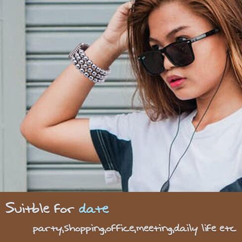 KAI Top Beaded Bracelet Compatible with iWatch Band 38mm/40mm/41mm/42mm/44mm/45mm/49mm Women, Natural Stone Beaded Elastic Replacement Stretch Strap for Apple Watch Ultra SE Series 9 8 7 6 5 4 3 2 1 in Kuwait