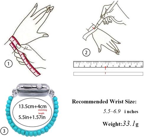 KAI Top Beaded Bracelet Compatible with iWatch Band 38mm/40mm/41mm/42mm/44mm/45mm/49mm Women, Natural Stone Beaded Elastic Replacement Stretch Strap for Apple Watch Ultra SE Series 9 8 7 6 5 4 3 2 1 in Saudi Arabia