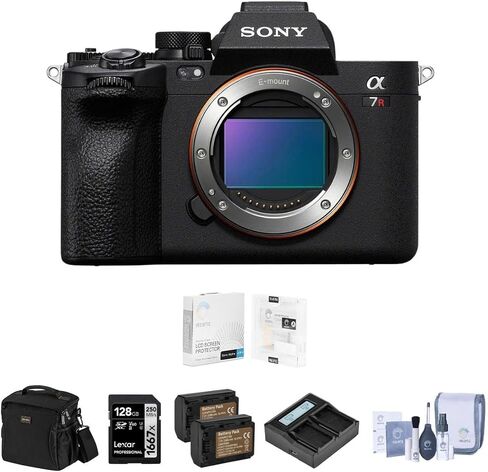 Sony Alpha a7R V Mirrorless Digital Camera Body Bundle with 128GB SD Card, Shoulder Bag, 2X Battery, Dual Charger, Screen Protector, Cleaning Kit in Saudi Arabia