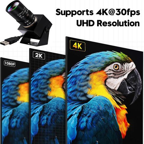 8MP 4K USB Camera, 2.8-12mm 4X Optical Manual Zoom Lens, 2160P Webcam, Plug and Play for OpenCV, Video Conference, Laptop, Raspberry Pi, Jetson Nano, Mac OS in Kuwait