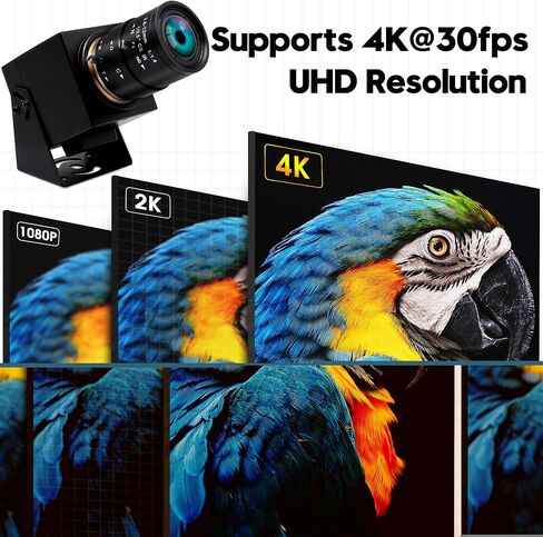 كاميرا ويب IFWAETR USB كاميرا ويب 4K مع عدسة تكبير بصري 2.8-12 مم 4X 2160P OpenCV كاميرا ويب للتكبير والتصغير عن قرب مع ميكروفون وكاميرا مؤتمرات للكمبيوتر والكمبيوتر المحمول Jetson Nano وRaspberry Pi in Kuwait