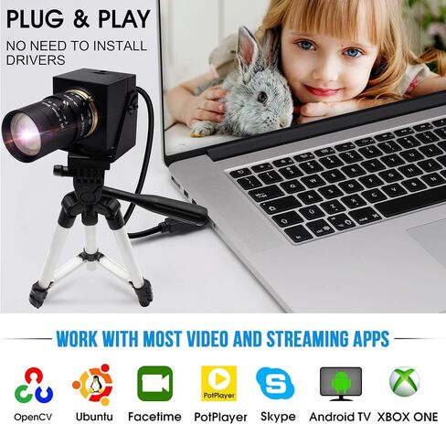 كاميرا ويب IFWAETR USB كاميرا ويب 4K مع عدسة تكبير بصري 2.8-12 مم 4X 2160P OpenCV كاميرا ويب للتكبير والتصغير عن قرب مع ميكروفون وكاميرا مؤتمرات للكمبيوتر والكمبيوتر المحمول Jetson Nano وRaspberry Pi in Kuwait