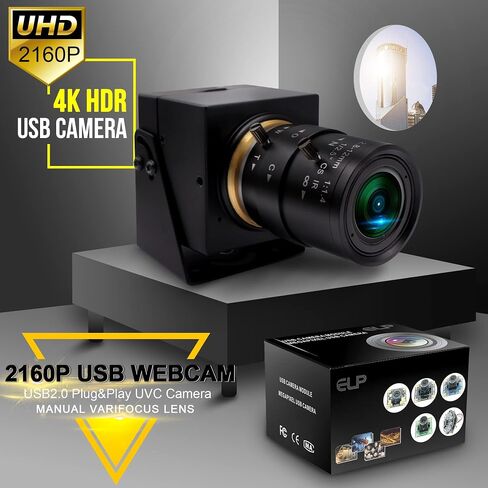 كاميرا ويب IFWAETR USB كاميرا ويب 4K مع عدسة تكبير بصري 2.8-12 مم 4X 2160P OpenCV كاميرا ويب للتكبير والتصغير عن قرب مع ميكروفون وكاميرا مؤتمرات للكمبيوتر والكمبيوتر المحمول Jetson Nano وRaspberry Pi in Kuwait