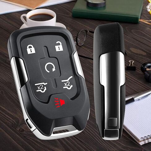 مفتاح فوب ذاتي البرمجة متوافق مع شيفروليه سوبربان/تاهو 2015-2019، جي ام سي يوكون اكس ال 2015-2020، رقاقة متضمنة، مع نموذج دفع للبدء، عبوة من قطعة واحدة in Kuwait