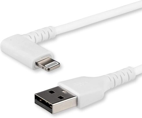 ستارتيك. كيبل USB A الى لايتنينج بطول 1 متر من كوم - متين بزاوية قائمة 90 درجة من USB نوع A الى لايتنينج ومزامنة مع كيبل شحن ومزامنة مع الياف اراميد معتمد من ابل MFI لايباد ايفون 11 (RUSBLTMM1MWR) in Saudi Arabia