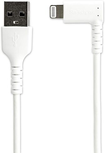 ستارتيك. كيبل USB A الى لايتنينج بطول 1 متر من كوم - متين بزاوية قائمة 90 درجة من USB نوع A الى لايتنينج ومزامنة مع كيبل شحن ومزامنة مع الياف اراميد معتمد من ابل MFI لايباد ايفون 11 (RUSBLTMM1MWR) in Saudi Arabia