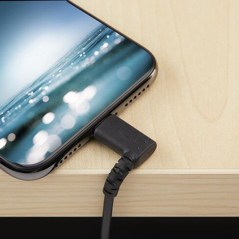 StarTech.com 3ft (1m) Durable USB A to Lightning Cable - White 90 Right Angled Heavy Duty Rugged Aramid Fiber USB Type A to Lightning Charging/Sync Cord - Apple MFi Certified - iPhone (RUSBLTMM1MWR) in Kuwait