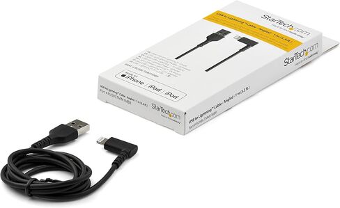 StarTech.com 3ft (1m) Durable USB A to Lightning Cable - White 90 Right Angled Heavy Duty Rugged Aramid Fiber USB Type A to Lightning Charging/Sync Cord - Apple MFi Certified - iPhone (RUSBLTMM1MWR) in Kuwait