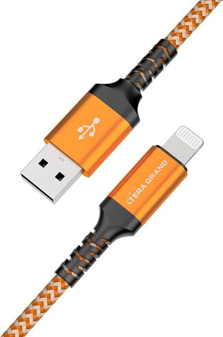 Tera Grand - Apple C89 MFi Certified Lightning to USB-A Braided Cable for iPhone 14/13/12/11 Pro Pro Max Plus Mini, SE XS Max XR X, 8/7/6 Plus, iPad, AirPods, 4 Ft Red/Black in Saudi Arabia