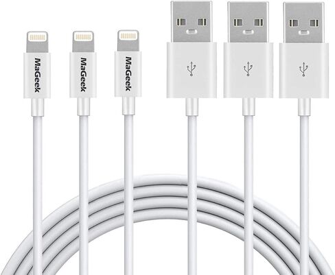 MaGeek iPhone Charger 10 ft, 2-Pack (10 feet) Apple MFi Certified Lightning to USB Cable Charge Cord for iPhone 13/12/11/Pro/SE/XS/XS Max/XR/X/8 Plus/7/6S Plus,iPad Pro Air (White) in Kuwait